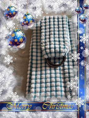 Plaid Teal & White Cotton Holiday Throw with D-Ring Detail new homemade